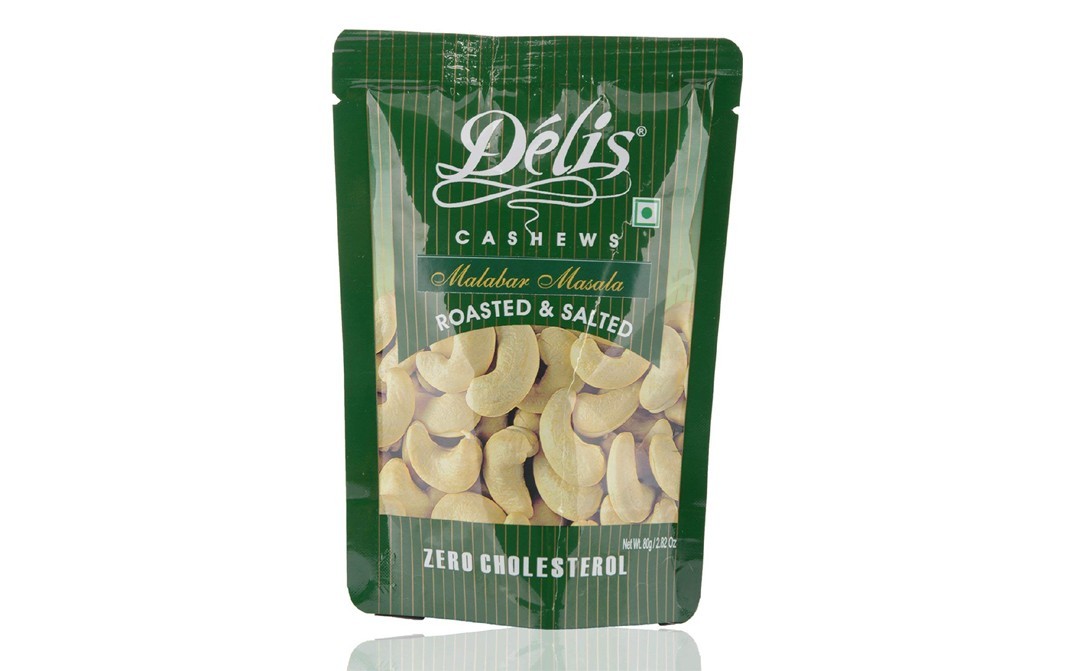 Delis Cashews Roasted & Salted Malabar Masala   Pack  80 grams
